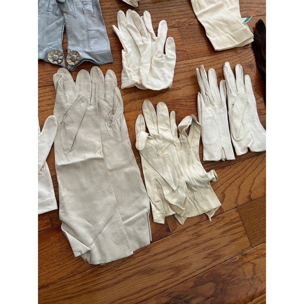 Vintage Gloves Lot Leather Fabric Opera Length Costume Mid Century 16 Pairs - Picture 2 of 10